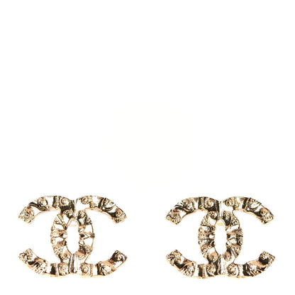 Chanel Metal Textured CC Earrings Gold 1 of 4