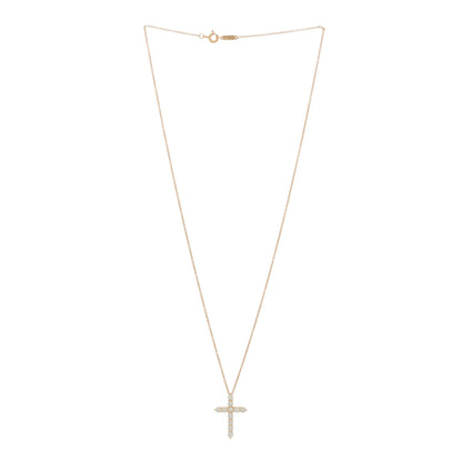 Tiffany 18K Rose Gold Diamond Cross Pendant Necklace 2 of 6