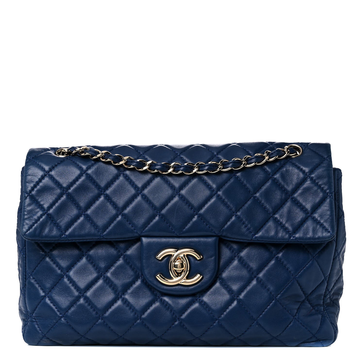 Chanel Lambskin Quilted XL Jumbo Single Flap Blue 1 of 15