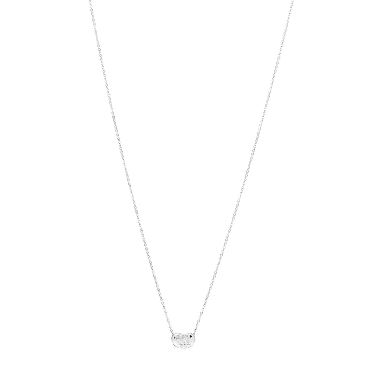 Platinum Diamond 9mm Elsa Peretti Bean Pendant Necklace