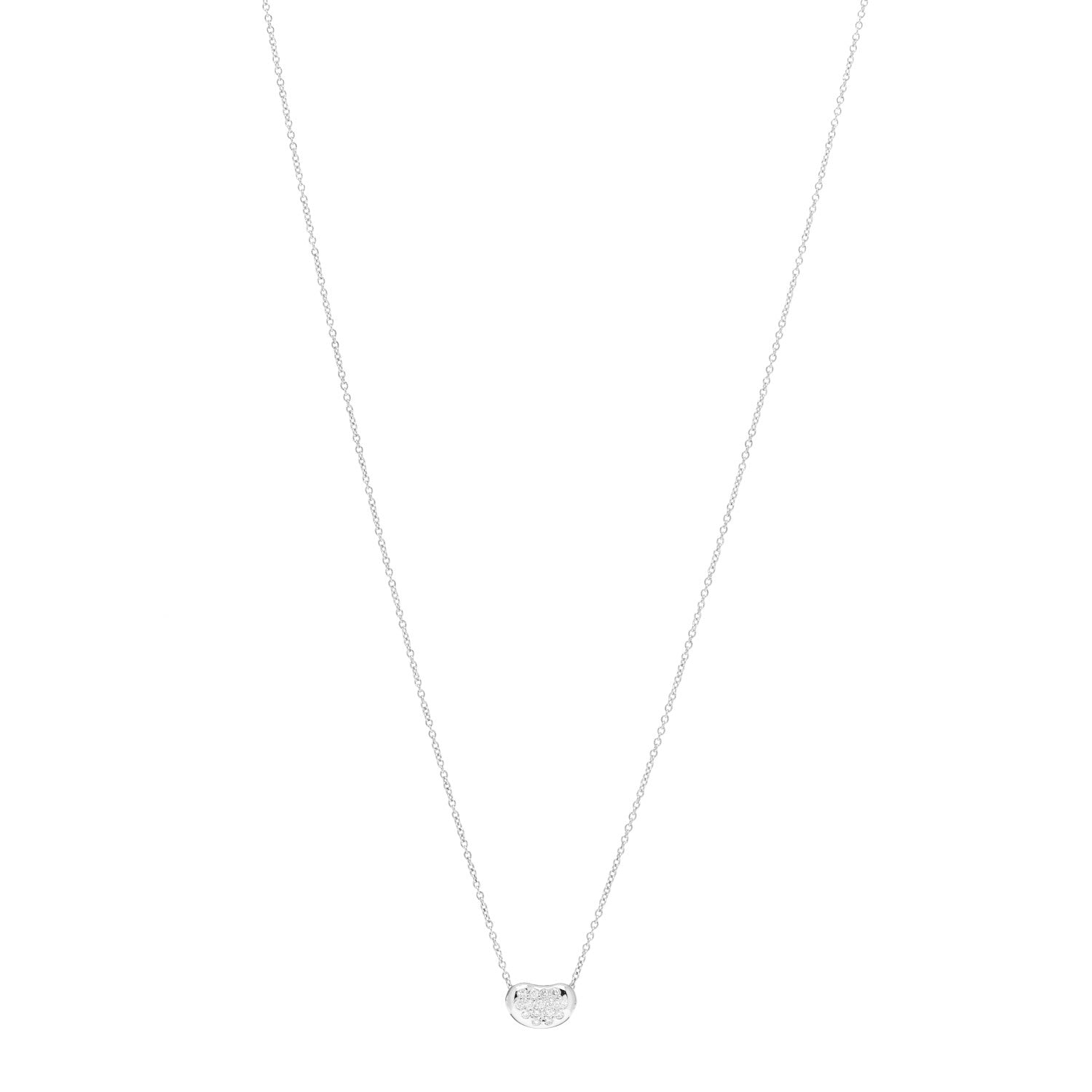 Tiffany Platinum Diamond 9mm Elsa Peretti Bean Pendant Necklace 1 of 5