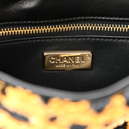 Chanel Sequin Mixed Fibers Leopard Print Mini Rectangular Flap Black Orange 6 of 12