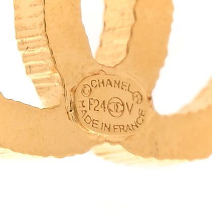 Chanel Metal Textured CC Earrings Gold 4 of 5