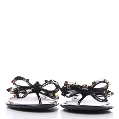 Valentino Garavani PVC Jelly Rockstud Bow Thong Sandals 41 Black 2 of 8