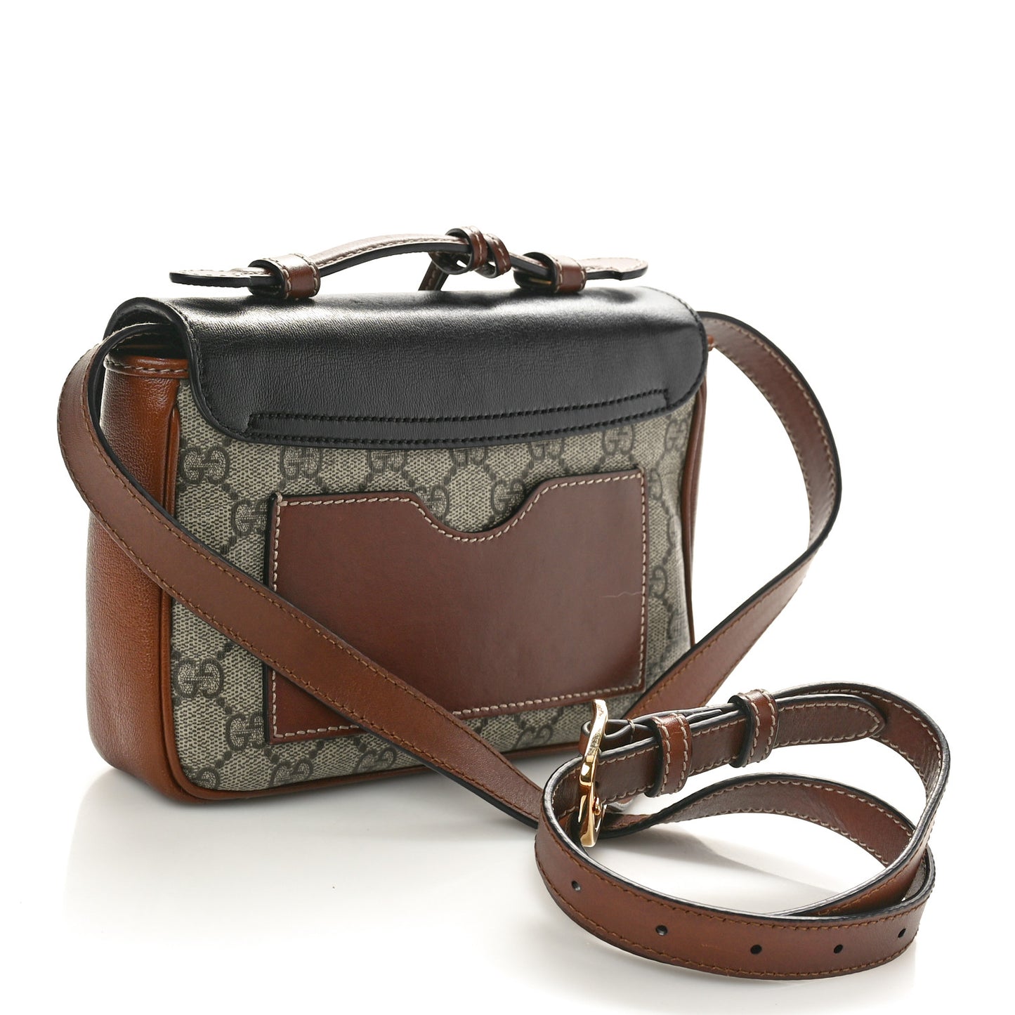 GG Supreme Monogram New Sakai Lux Calfskin Mini Padlock Flap Pocket Shoulder Bag Beige Ebony Black Cuir