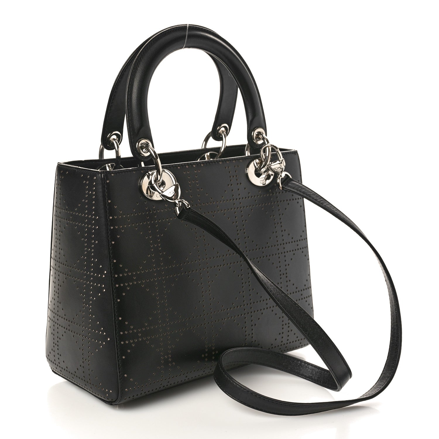 Christian Dior Calfskin Perforated Cannage Medium Lady Dior Black 3 of 12