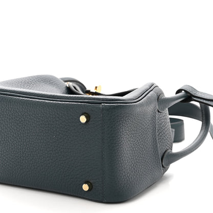 Hermes Taurillon Clemence Mini Lindy 20 Vert Cypress 10 of 10