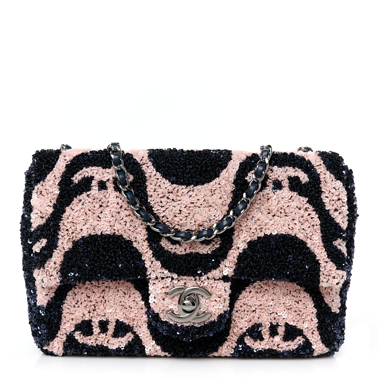 Chanel Sequin Mini Rectangular Flap Navy Pink 1 of 11