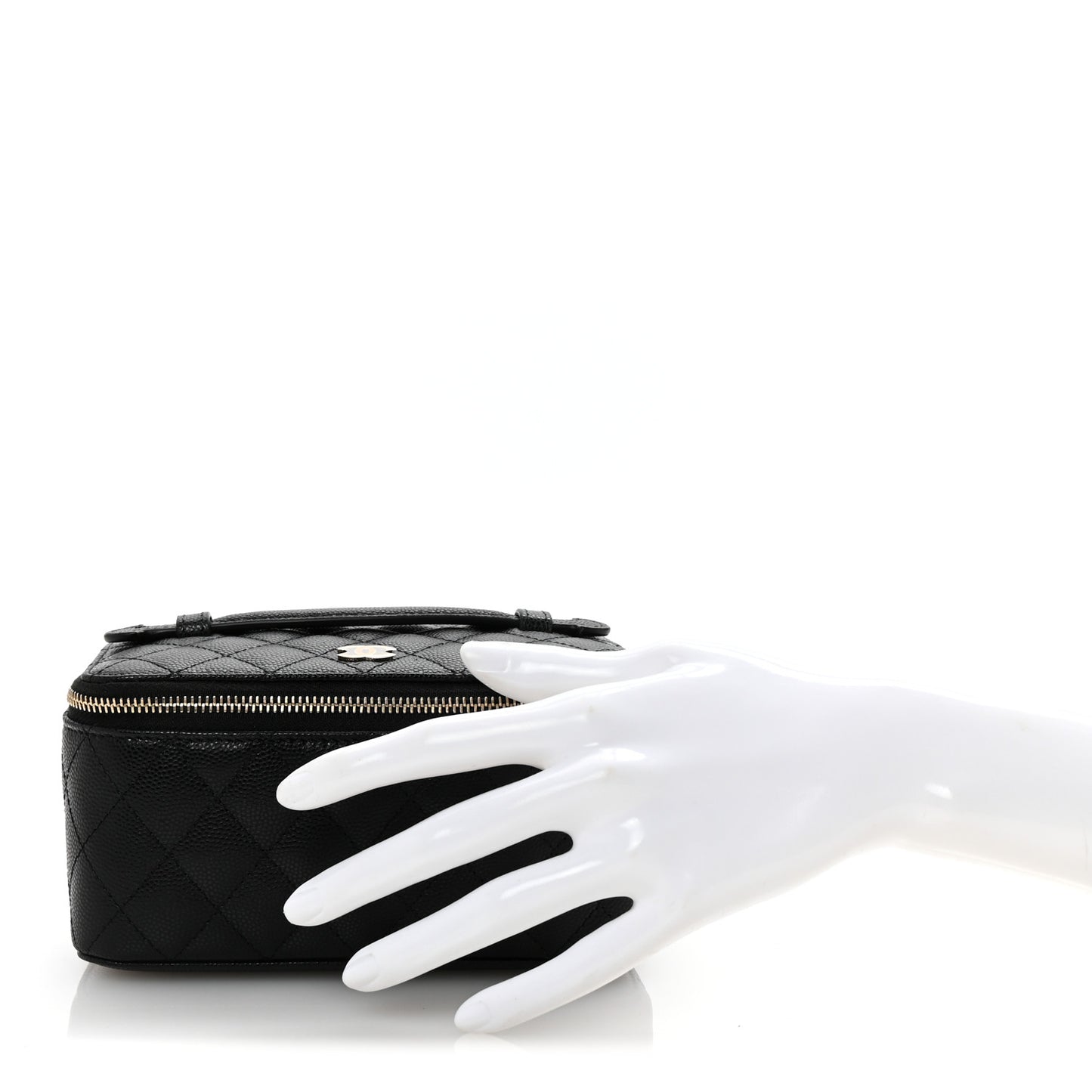 Caviar Quilted Top Handle Jewelry Case Black