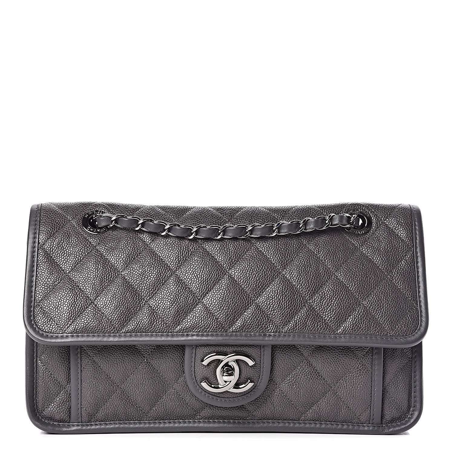 Chanel Caviar Quilted Large French Riviera Flap Dark Grey 1 of 14
