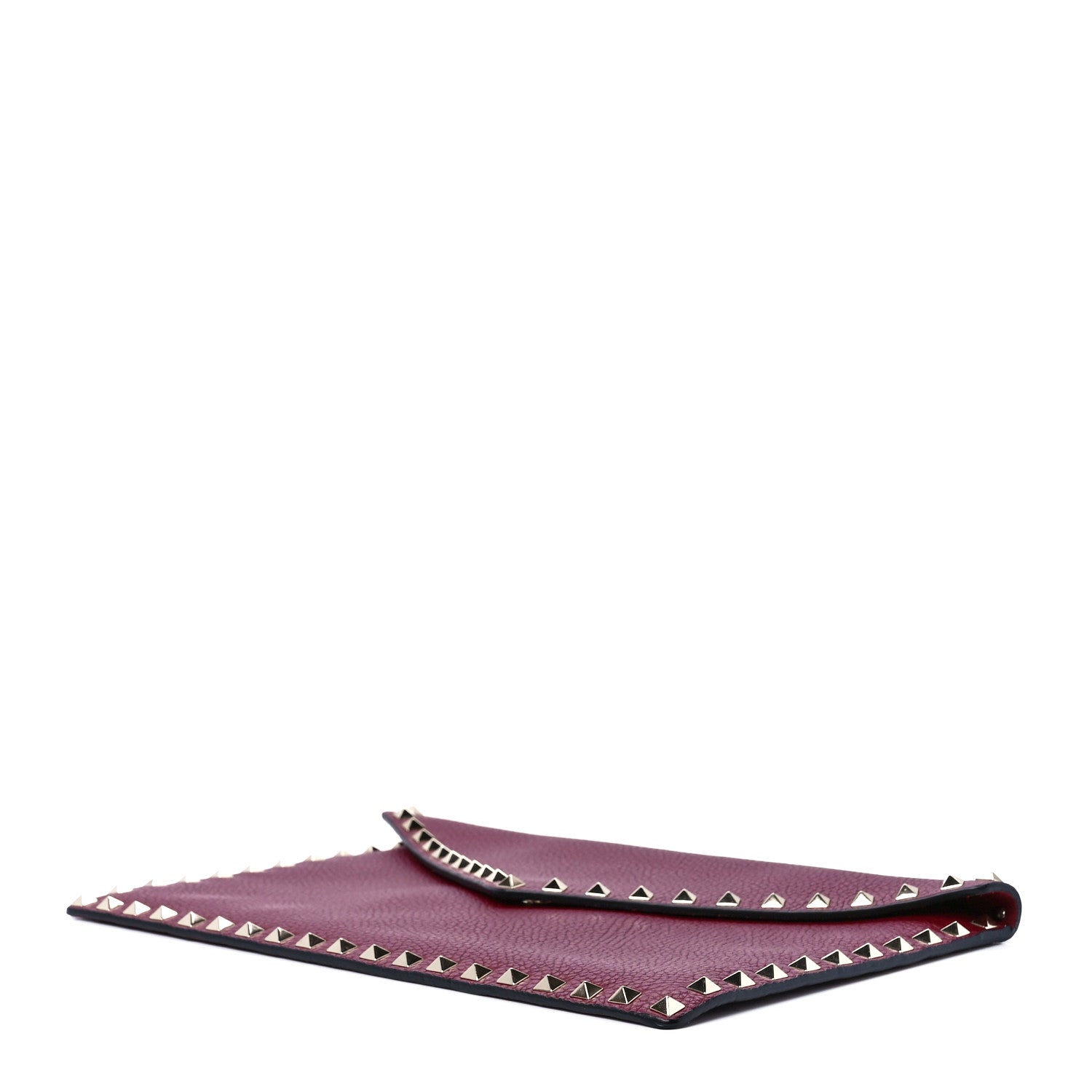 Valentino Garavani Pebbled Calfskin Large Rockstud Envelope Clutch Cerise 9 of 12