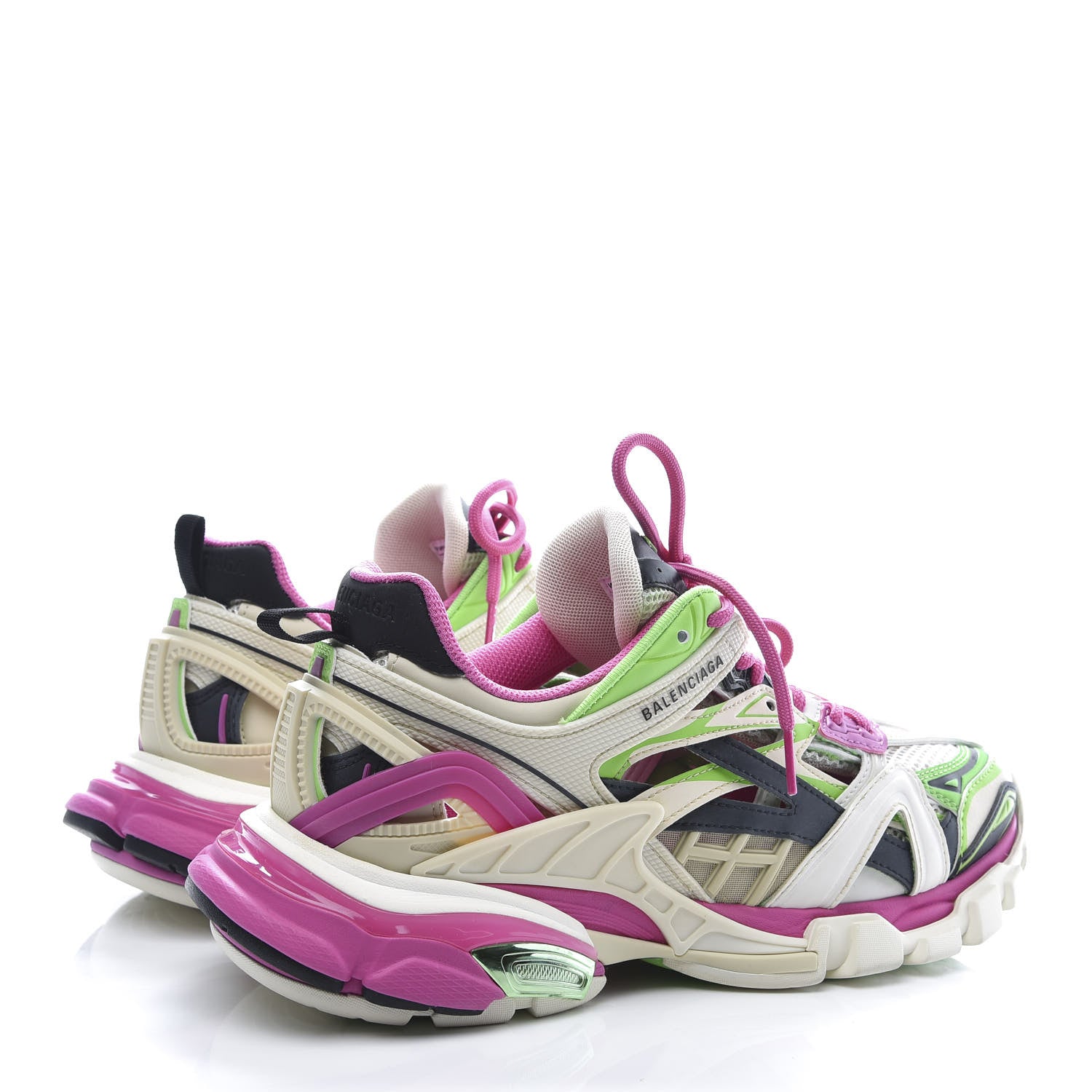 Balenciaga Rubber Mesh Bi-Color Mens Track.2 Open Sneakers 39 White Green Pink 4 of 10