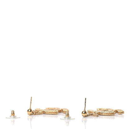 Chanel CC Drop Earrings Matte Gold 3 of 4