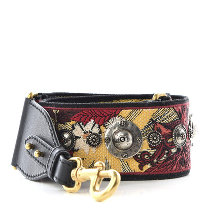 Christian Dior Canvas Embroidered Studded Floral Shoulder Strap Beige Multicolor 1 of 4