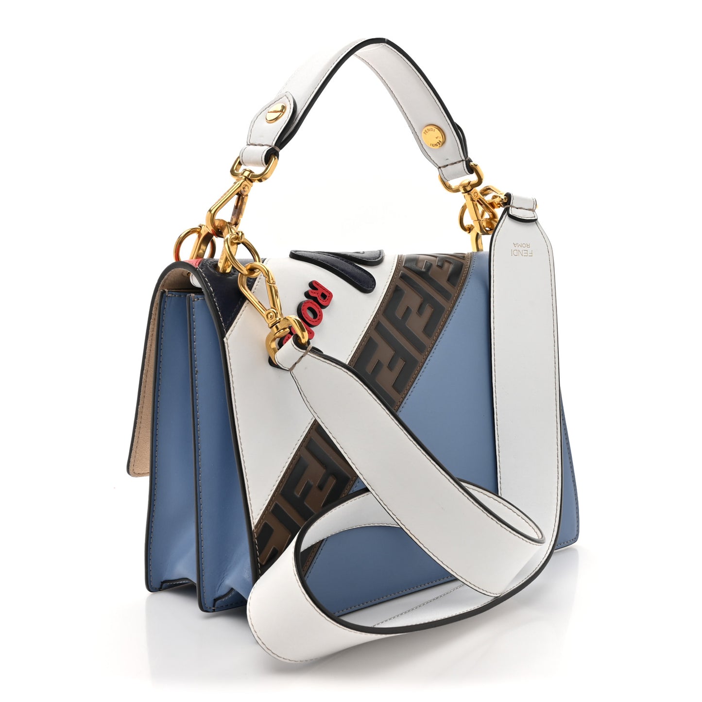 X FILA Vitello Liberty Mania Bi-Color FF 1974 Embossed Kan I Shoulder Bag White Nebula Multicolor
