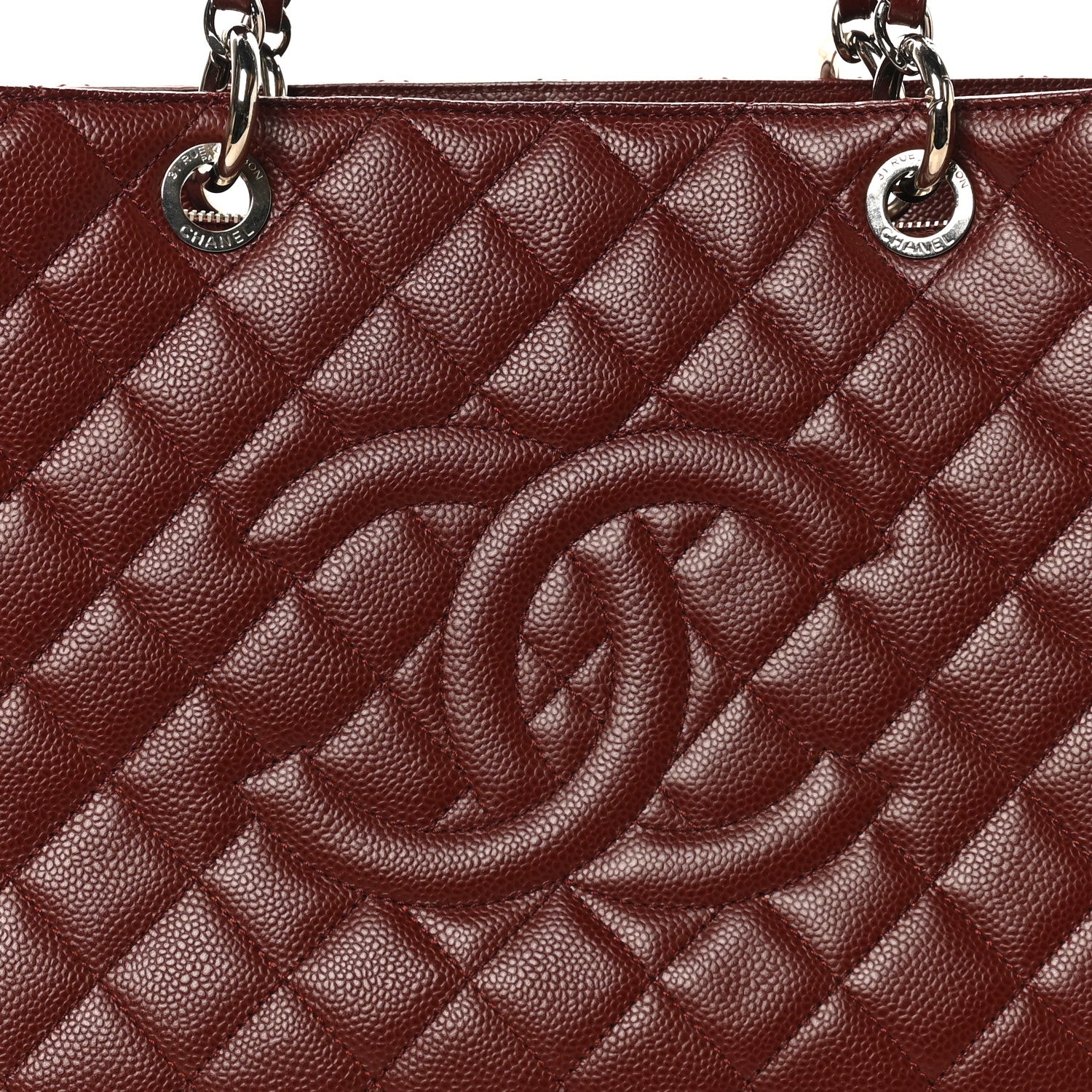 Chanel Caviar Quilted XL Grand Shopping Tote GST Dark Burgundy 8 of 10