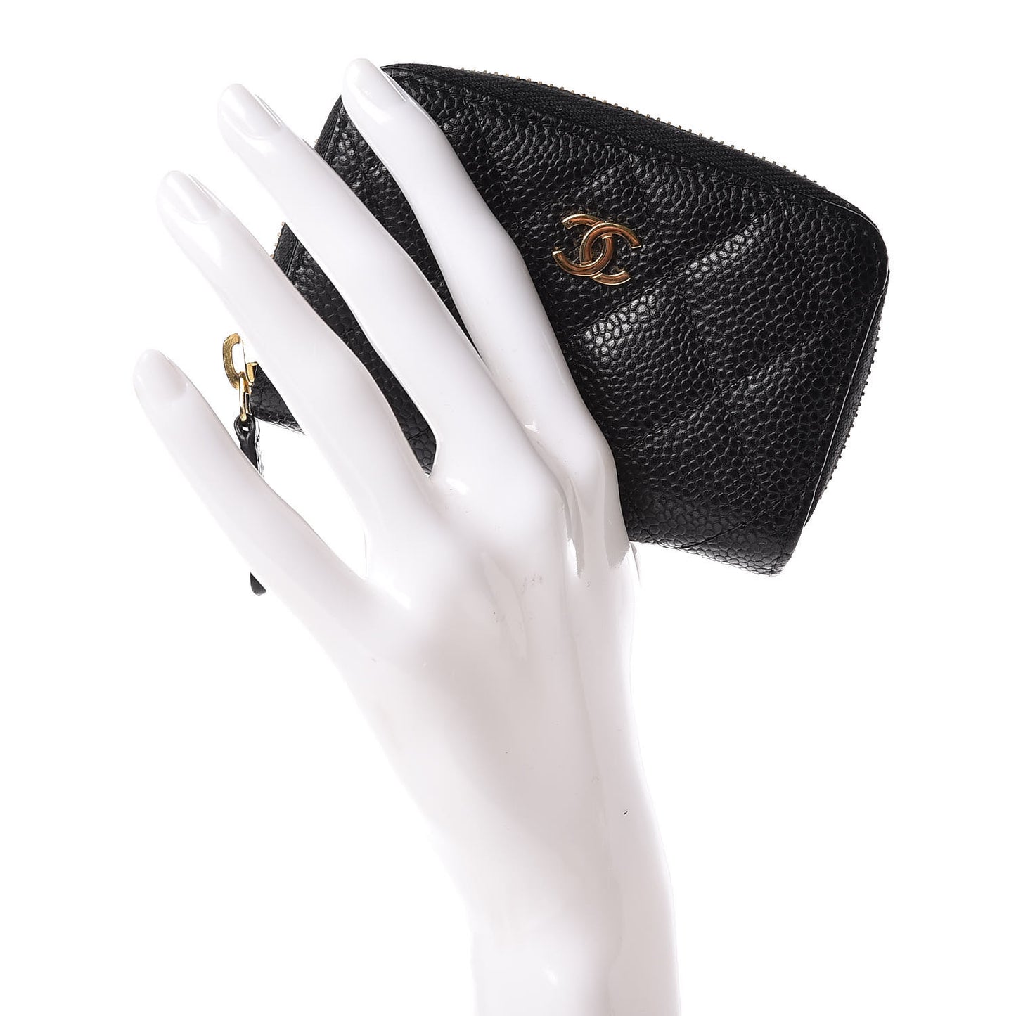 Caviar Quilted Zip Coin Purse Black