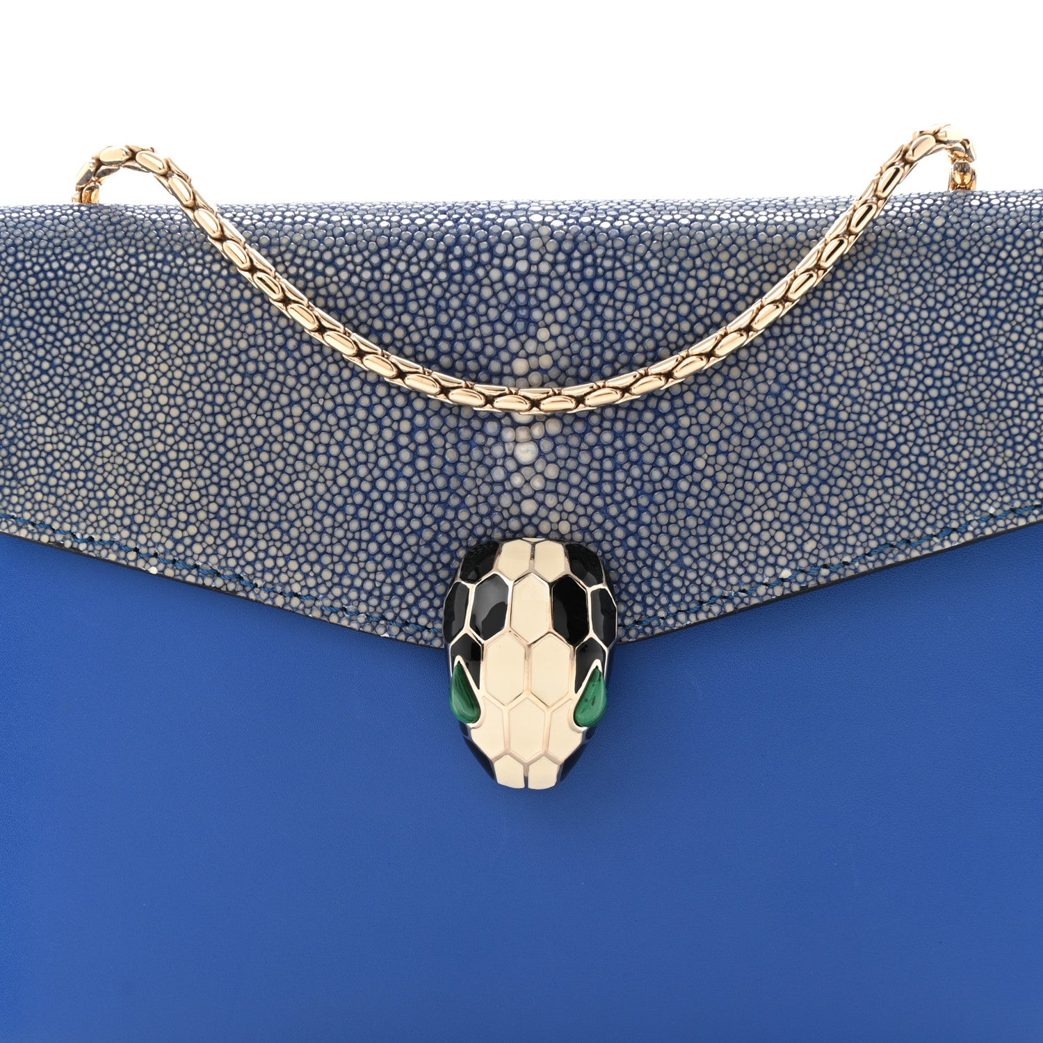 Bulgari Galuchat Calfskin Serpenti Forever Crossbody Bag Blue 15 of 19