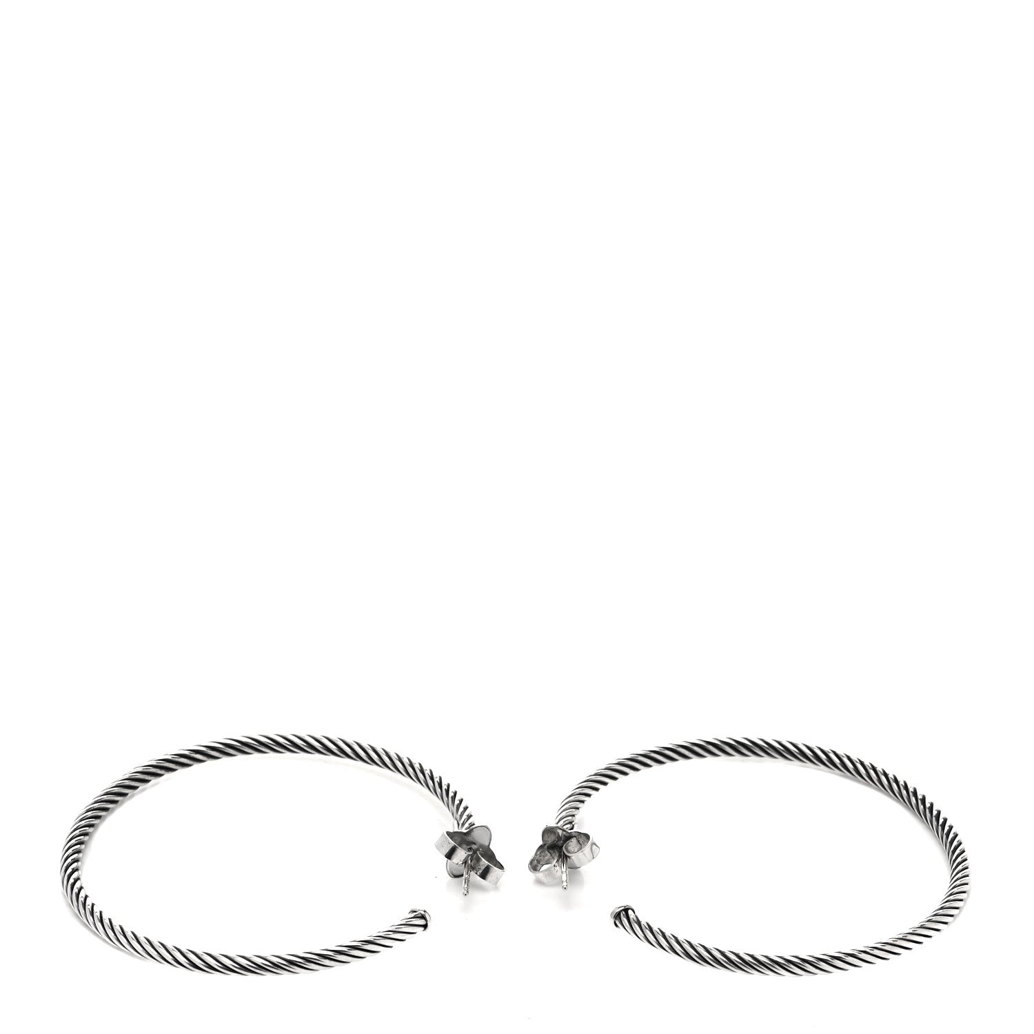 David Yurman Sterling Silver Large Sculpted Cable Hoop Earrings 3 of 3