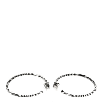David Yurman Sterling Silver Large Sculpted Cable Hoop Earrings 3 of 3