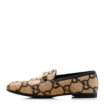 Gucci Covered Wool GG Monogram Womens Jordaan Loafers 36 Beige Ebony Black 1 of 15