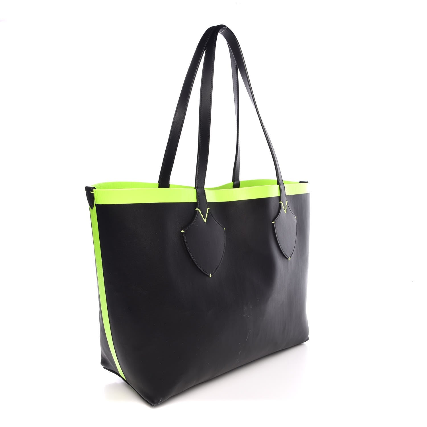 Burberry Canvas Mega Check The Giant Reversible Tote Black Neon Yellow 5 of 10