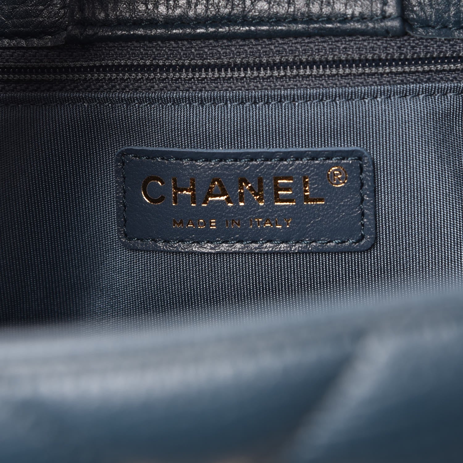 Chanel Metallic Calfskin Chevron Quilted Statement Shopping Bag Blue 5 of 8