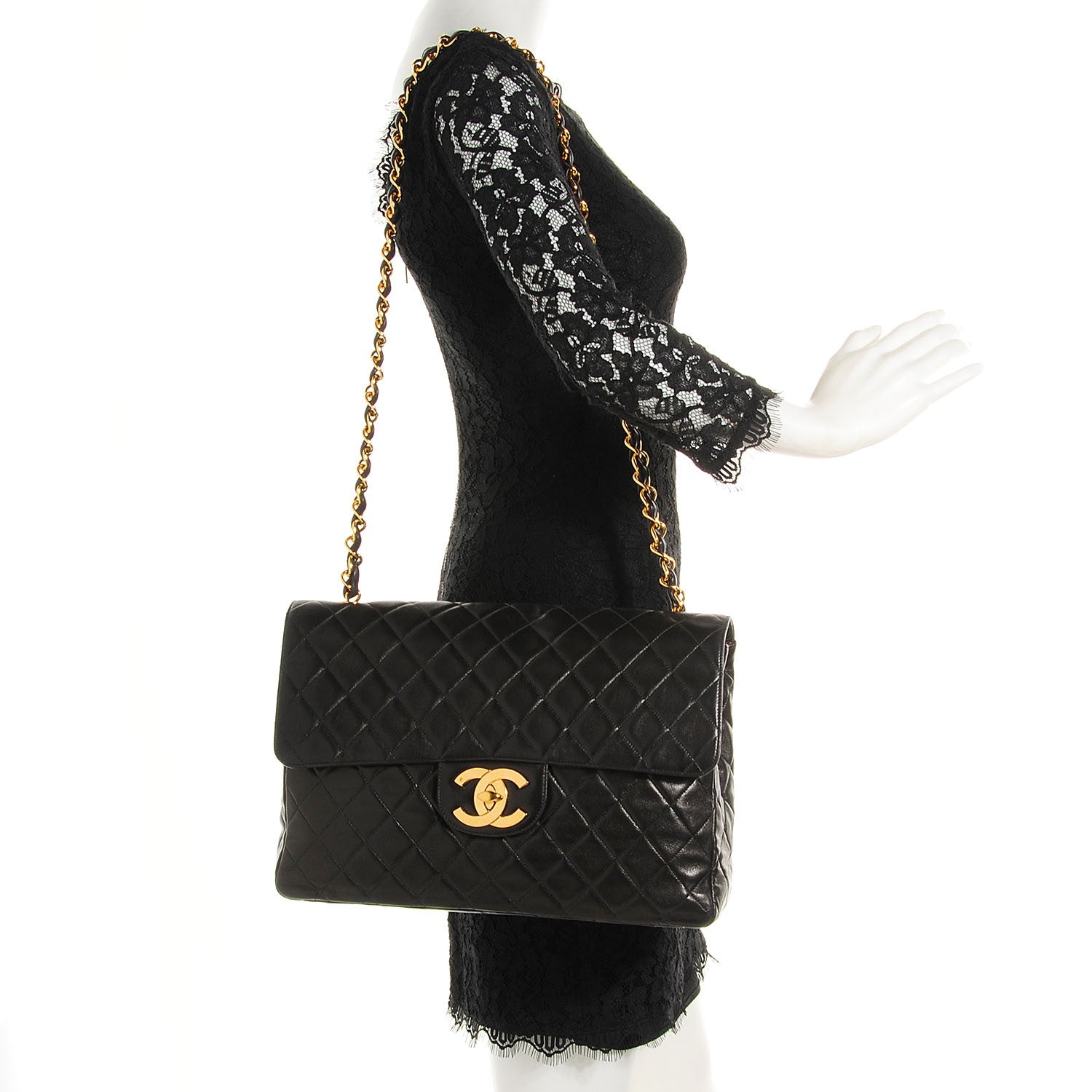 Chanel Lambskin Quilted XL Jumbo Flap Black 2 of 10