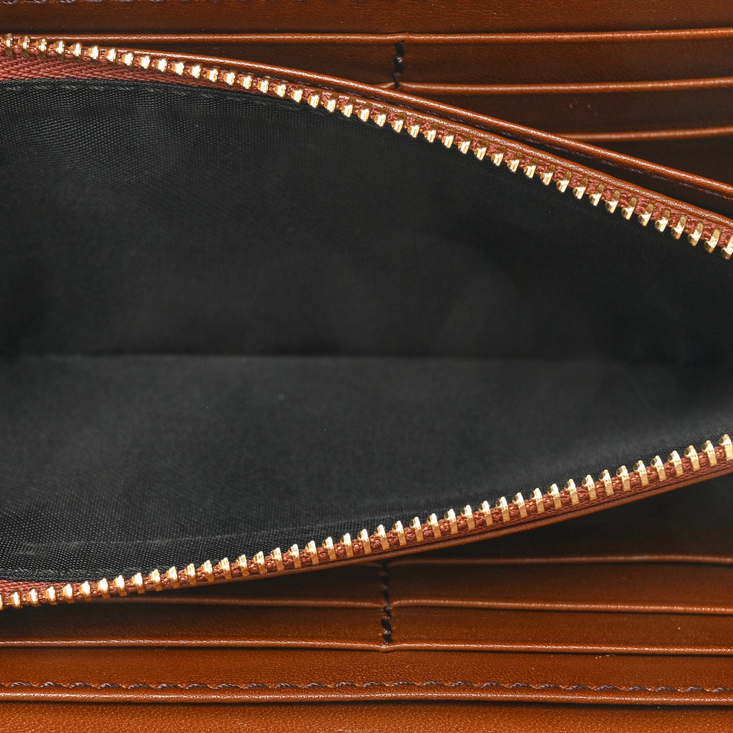 House Check Bridle Calfskin Ziggy Zip Around Wallet Dark Tan