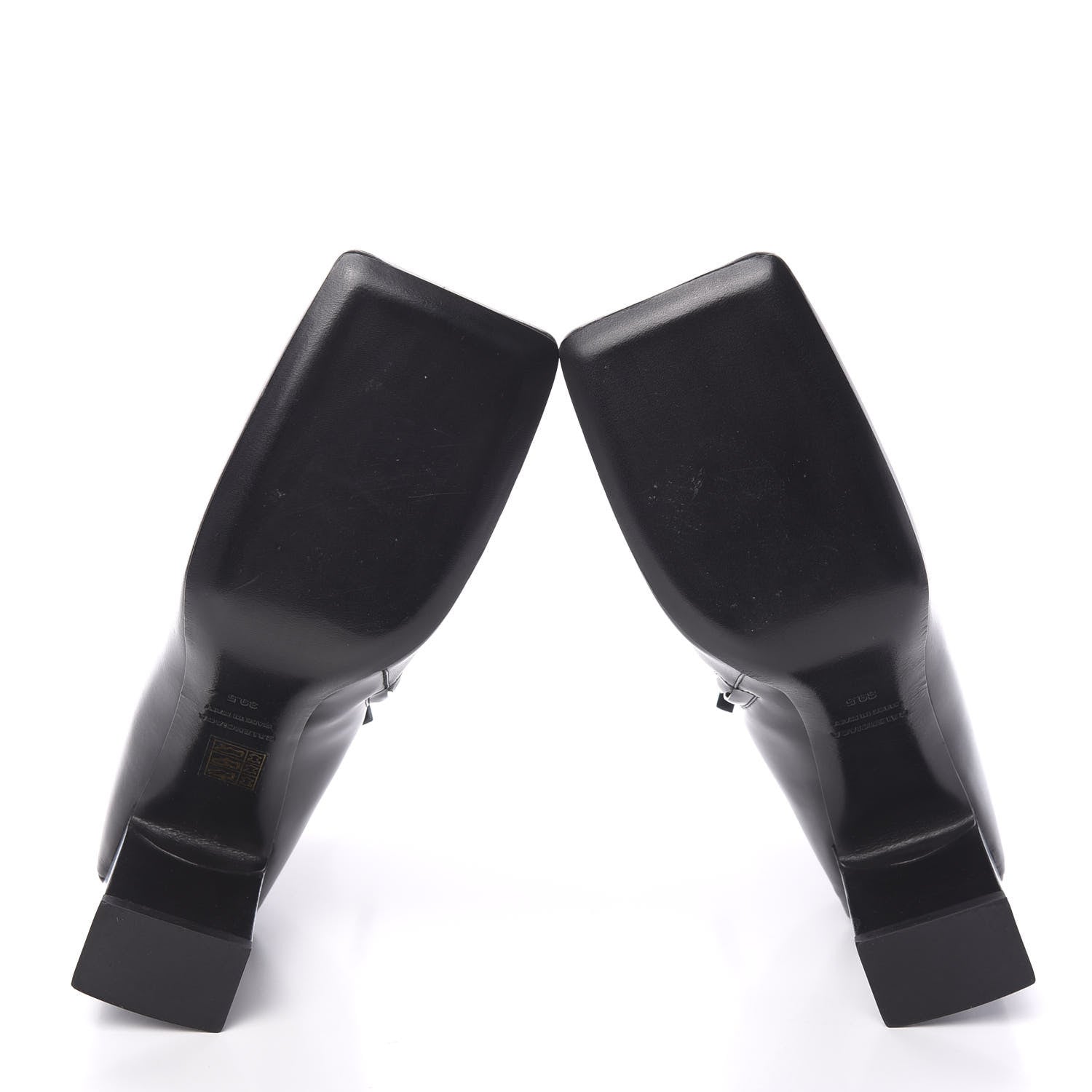 Balenciaga Calfskin Varenne BB Double Square 80mm Booties 39.5 Black Gold 5 of 12