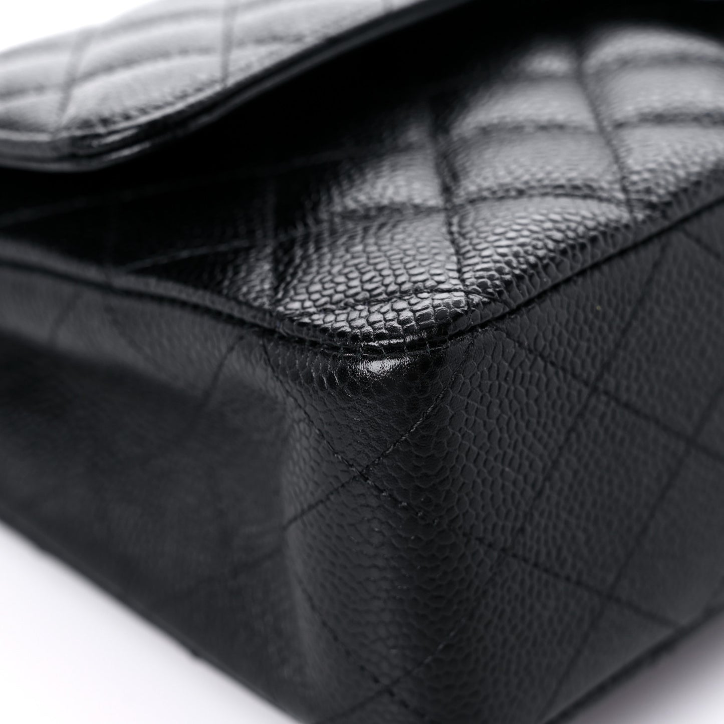 Caviar Quilted Medium Double Flap Black