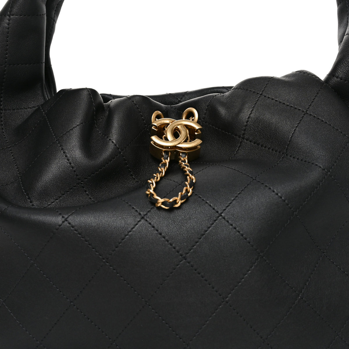 Calfskin Quilted Small Maxi Hobo Black