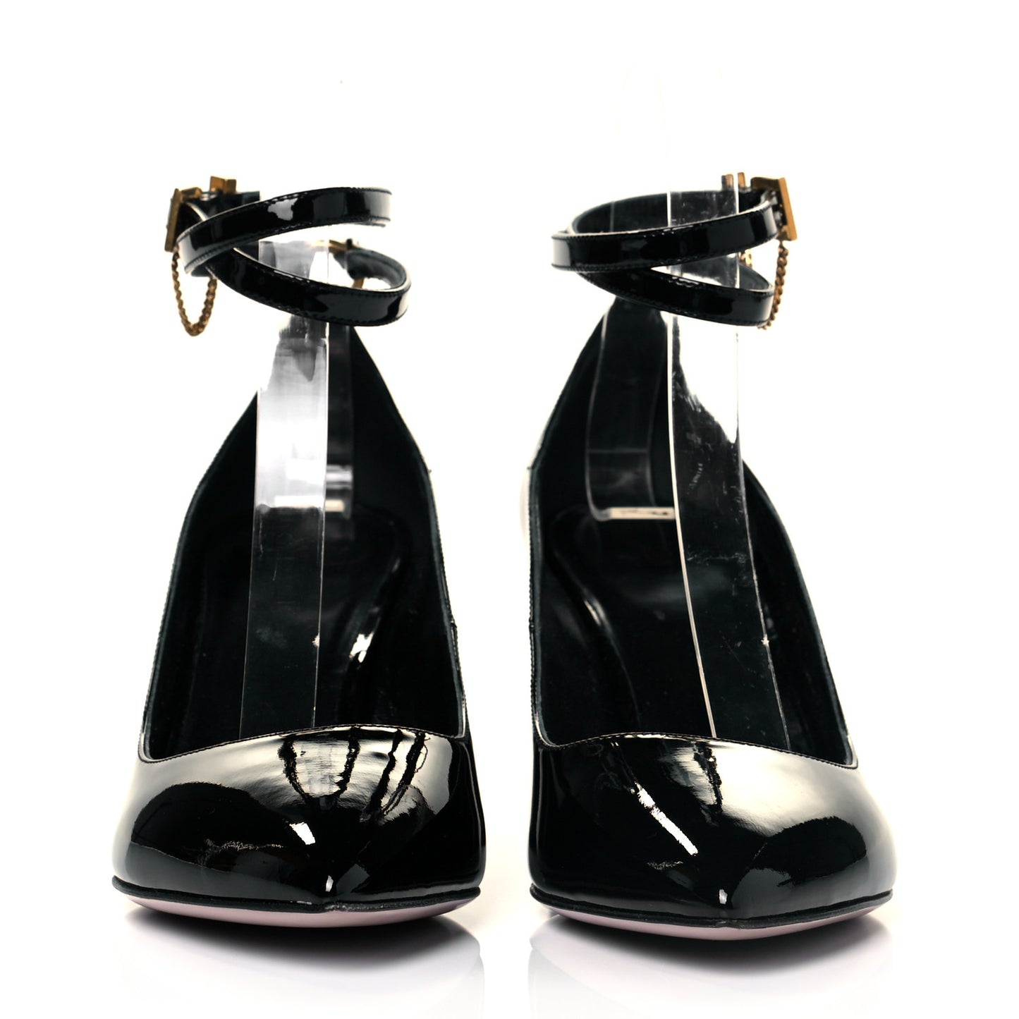 Patent Double Ankle Strap Pumps 36.5 Black