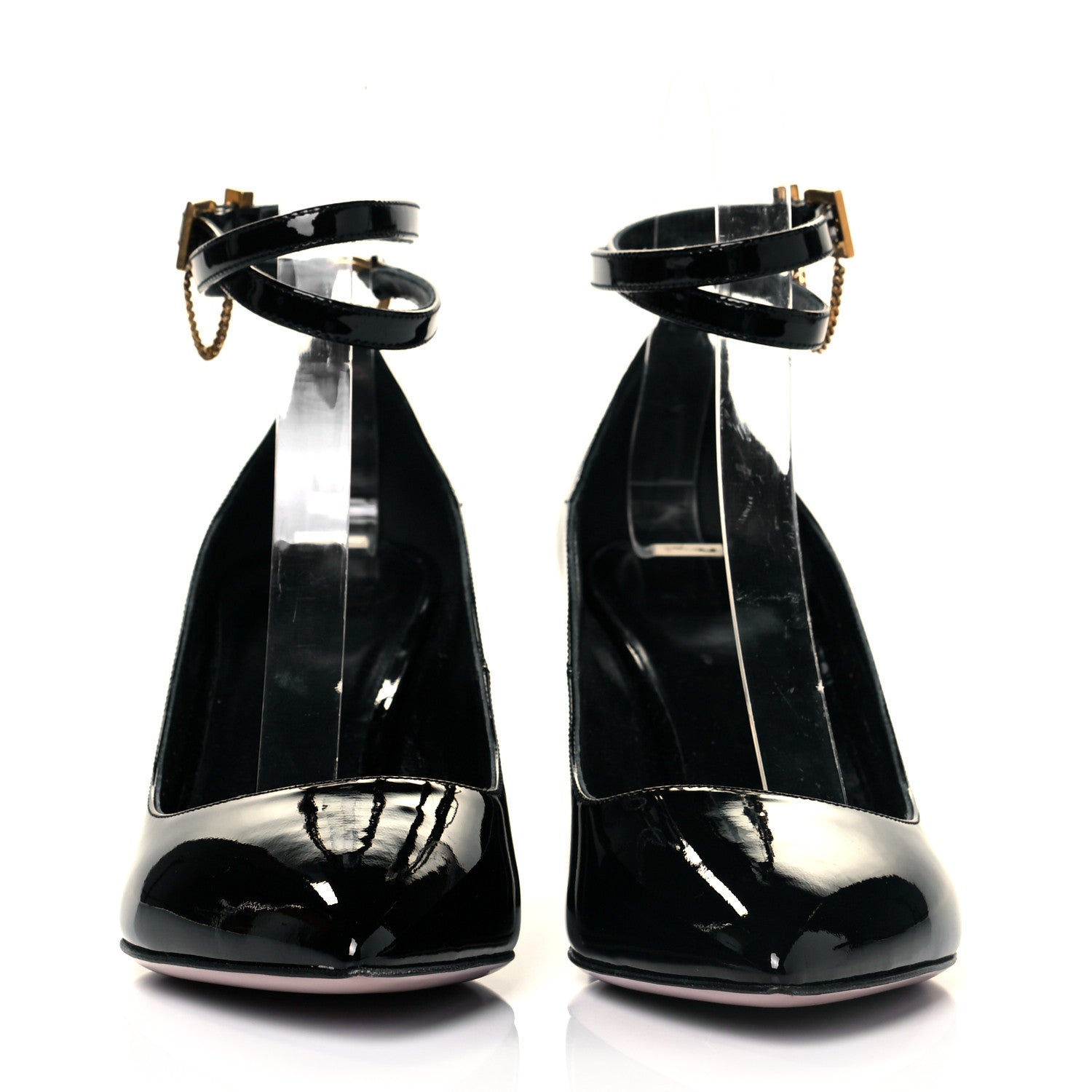 Valentino Garavani Patent Double Ankle Strap Pumps 36.5 Black 2 of 8
