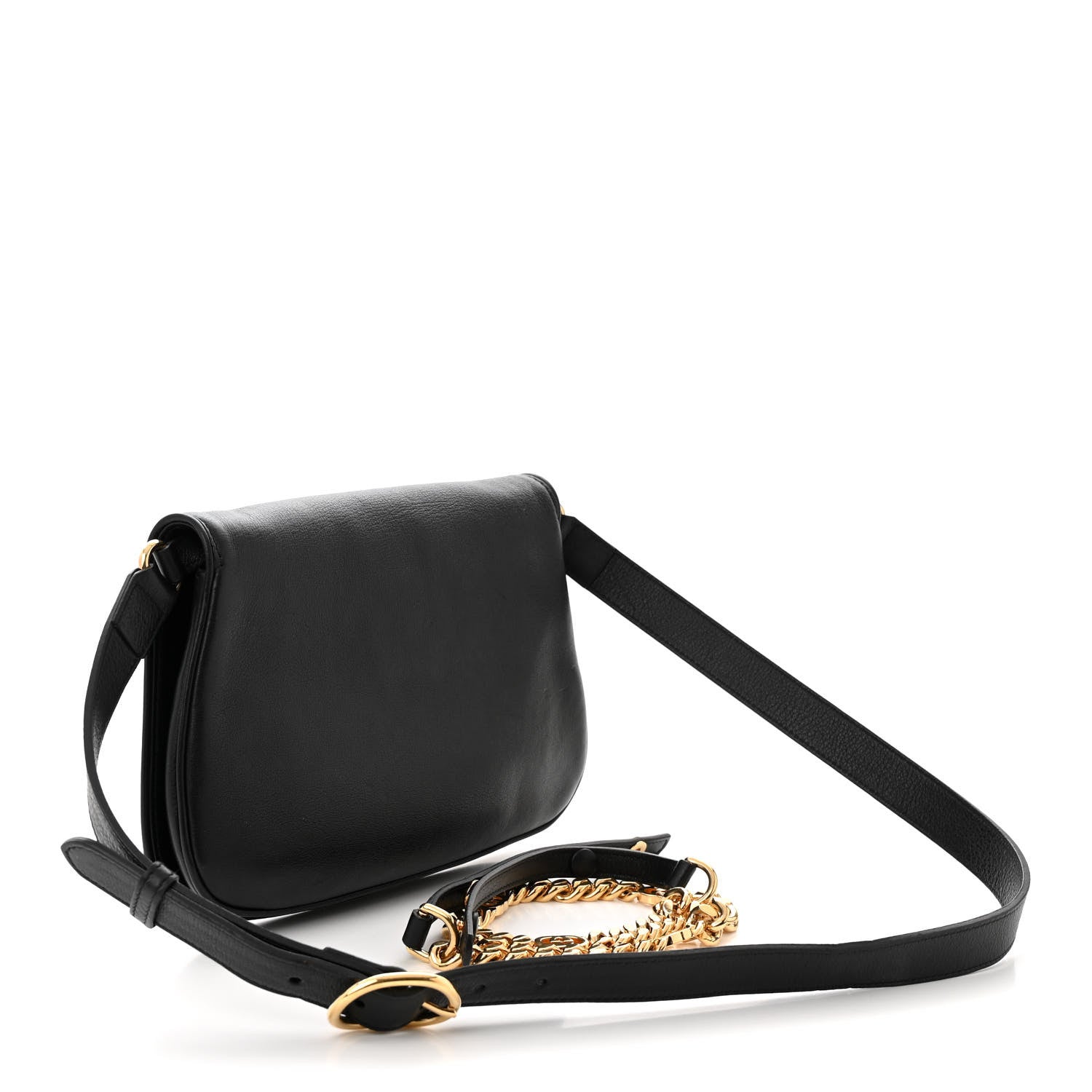 Gucci Roxy Calfskin Blondie Chain Shoulder Flap Bag Black 3 of 10