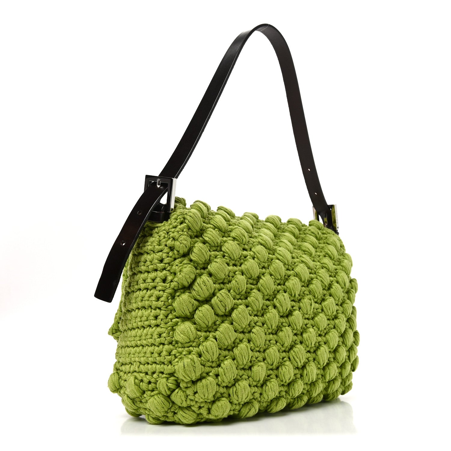 Fendi Wool Crochet Knit Mama Baguette Green 3 of 10