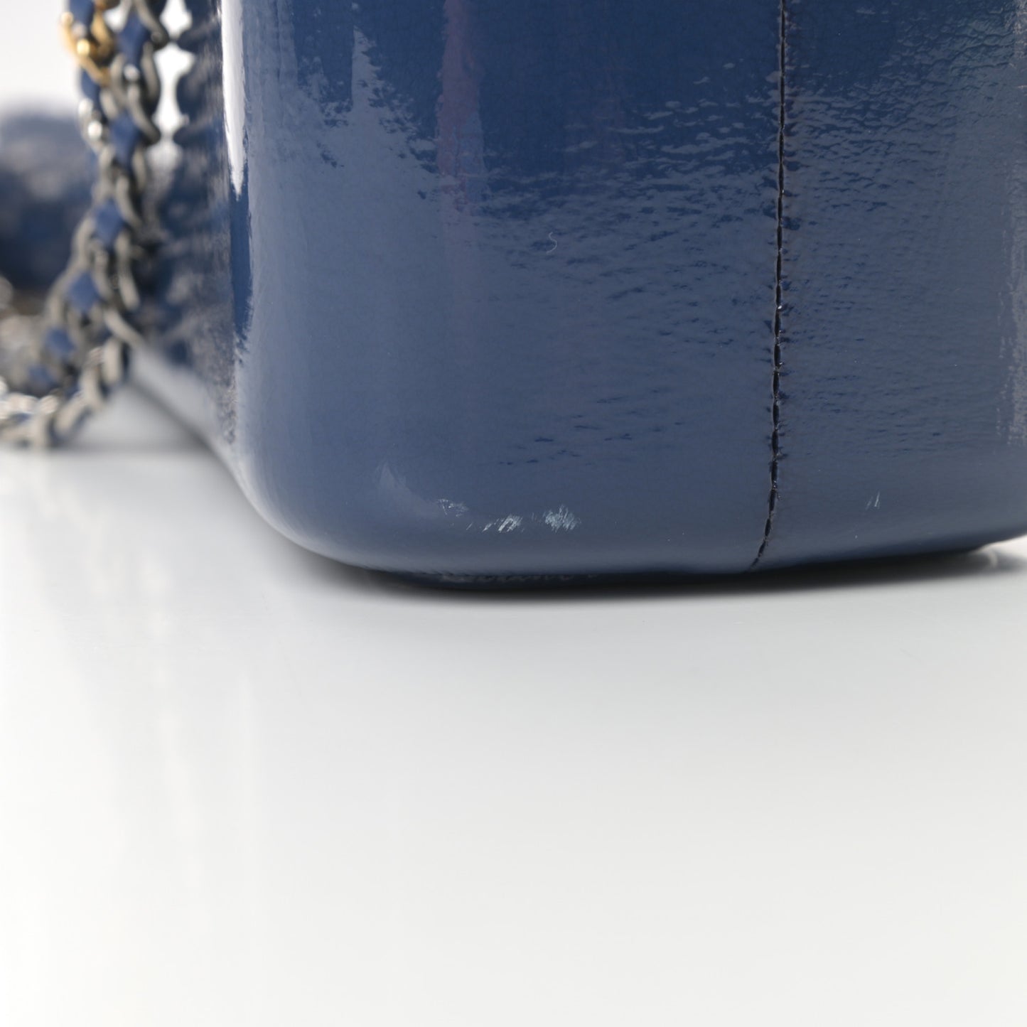 Patent Goatskin Quilted Medium Gabrielle Hobo Blue