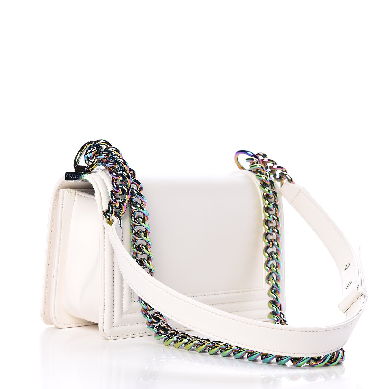 Chanel Lambskin LED Iridescent Metal Small Boy Flap White Multicolor 3 of 11