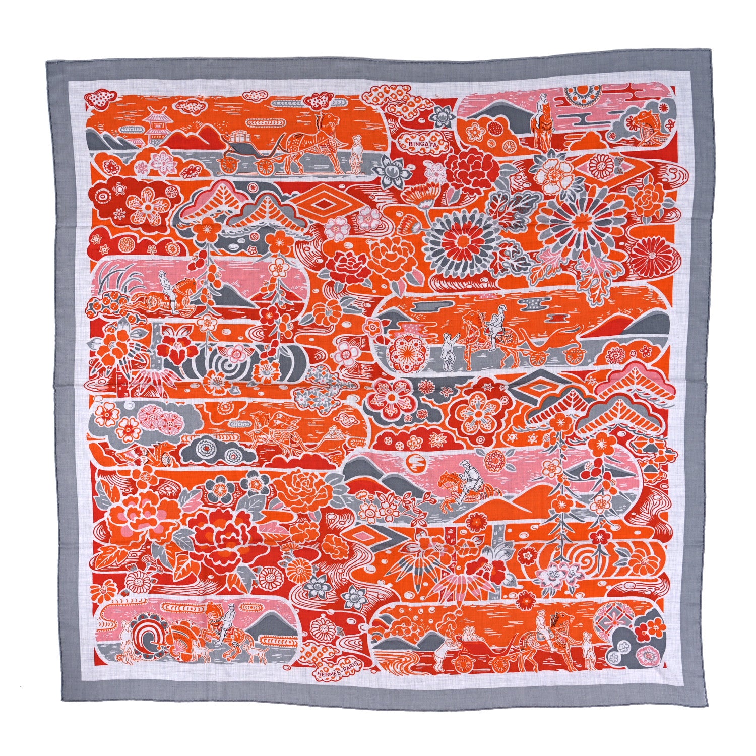 Hermes Cashmere Silk Bingata Shawl 140 1 of 5