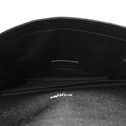 Saint Laurent Grain De Poudre Matelasse Chevron Monogram Envelope Clutch Black 5 of 10