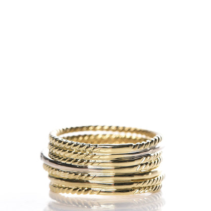David Yurman 18K Yellow Gold Diamond 11mm Wide Crossover Ring 57 8 4 of 5