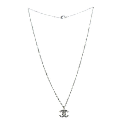 Chanel Crystal CC Necklace Silver 4 of 5