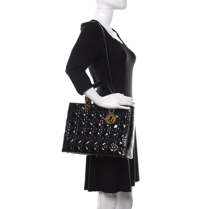 Christian Dior Patent Cannage Large Lady Dior Black 2 of 12
