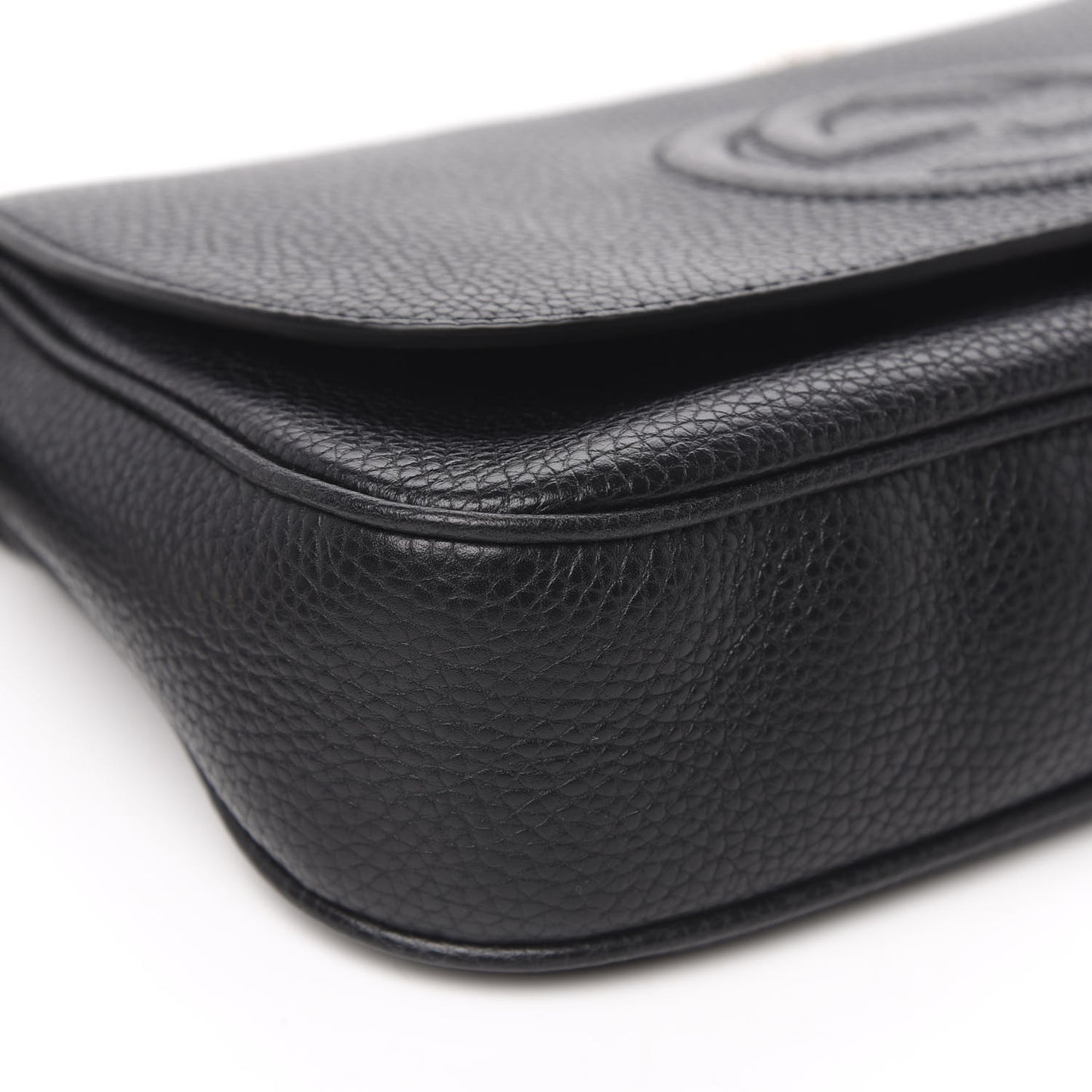 Pebbled Calfskin Medium Soho Flap Crossbody Black
