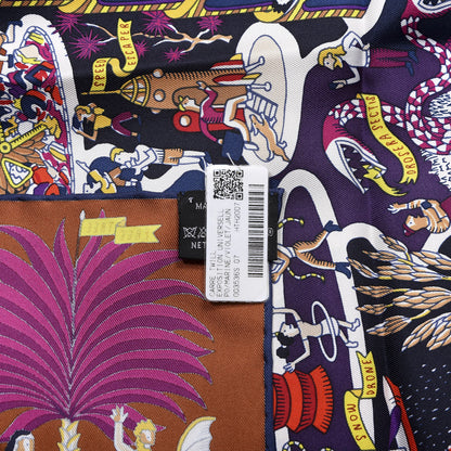 Hermes Silk Exposition Universell Scarf 90 Marine Violet Jaune 4 of 4