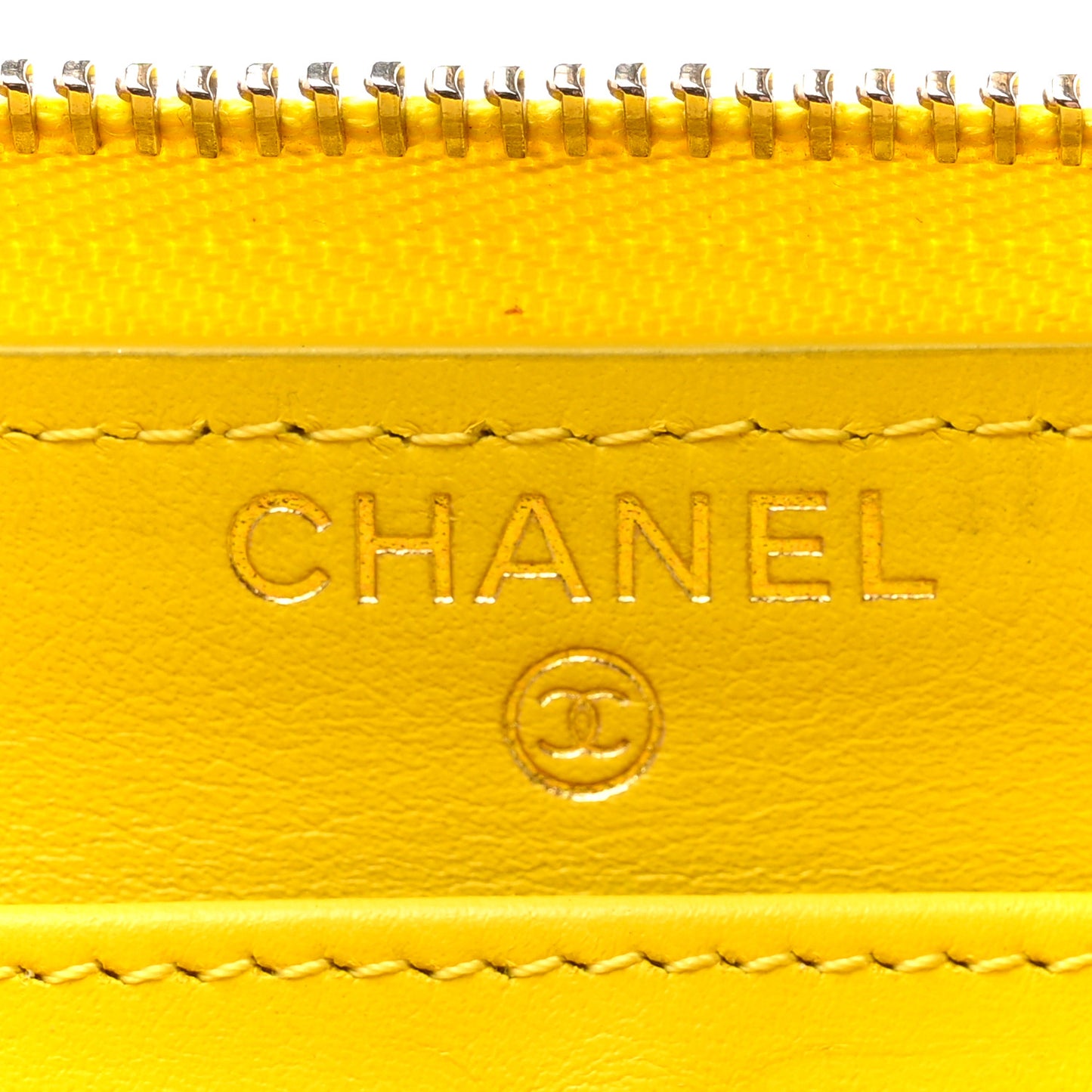 Caviar Quilted Large Gusset Zip Around Wallet Yellow