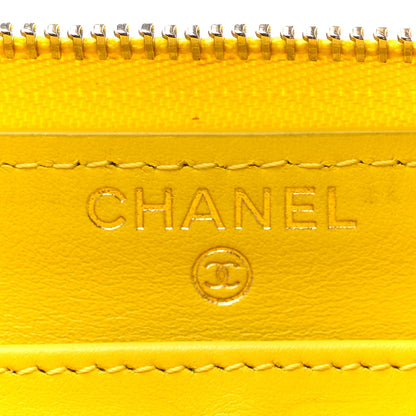 Chanel Caviar Quilted Large Gusset Zip Around Wallet Yellow 6 of 12
