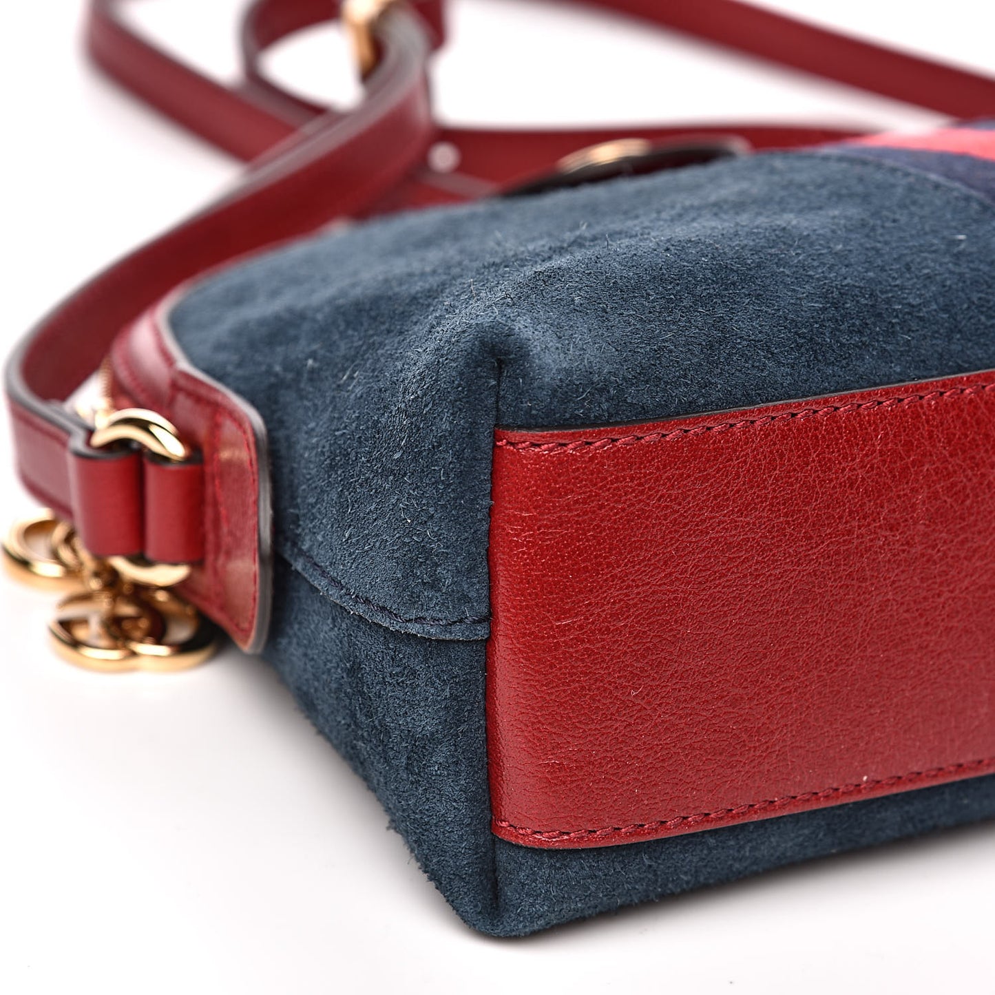 Suede Calfskin Web Small Ophidia Dome Shoulder Bag New Blue Romantic Cherry