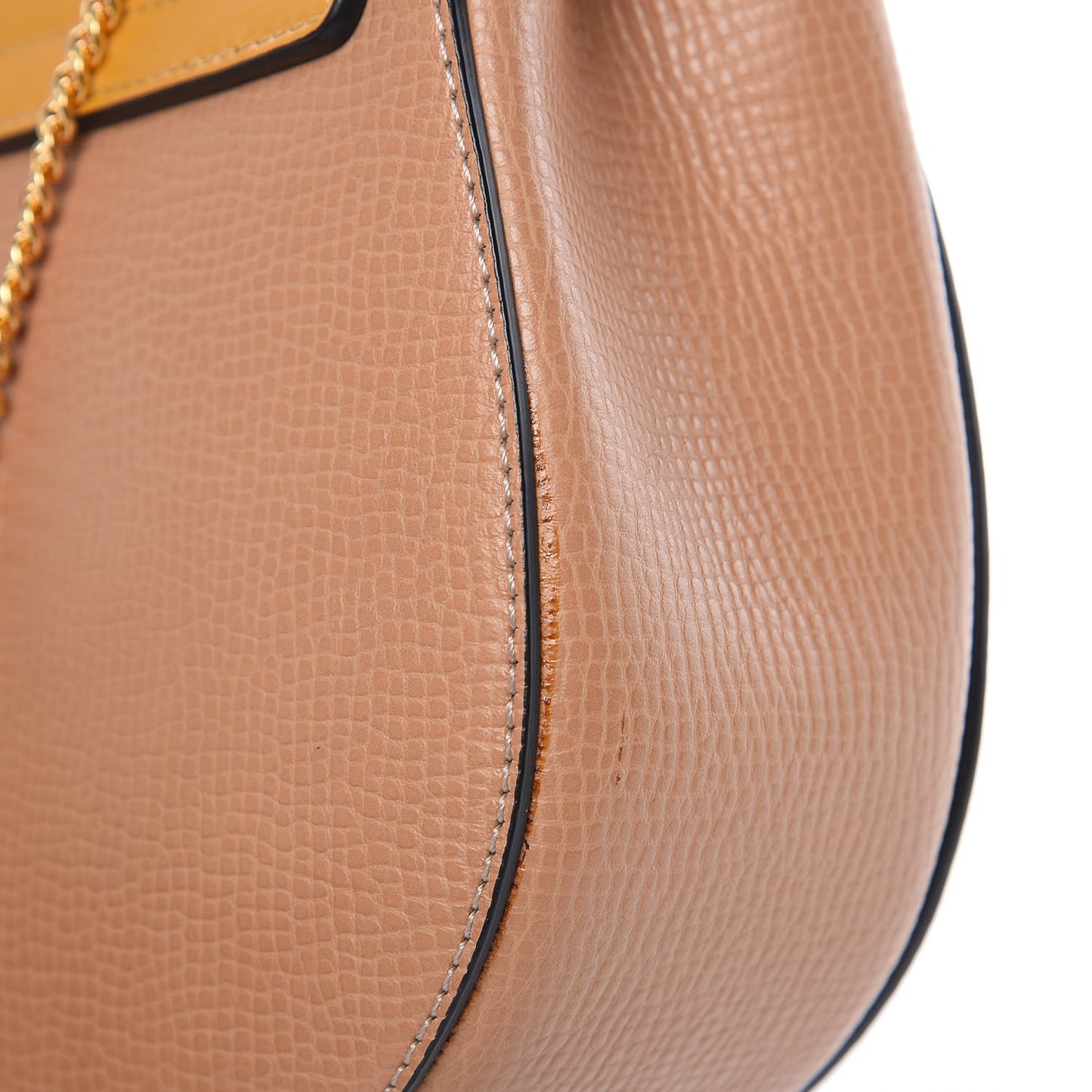 Grained Calfskin Lambskin Bi-Color Drew Shoulder Bag Wet Sand Sunflower