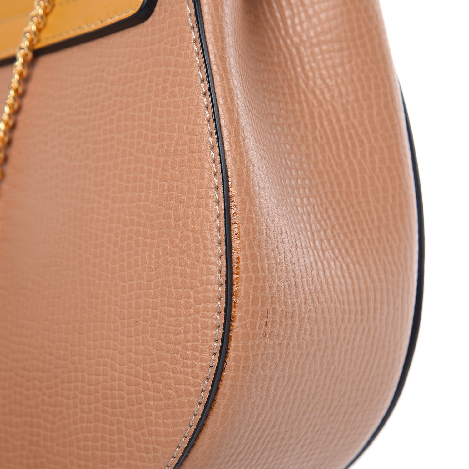 Chloe Grained Calfskin Lambskin Bi-Color Drew Shoulder Bag Wet Sand Sunflower 8 of 10